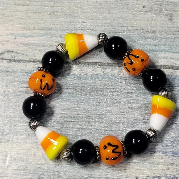 Colorful Halloween Candy Corn Kids Bracelet - Picture 2 of 7